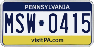 PA license plate MSW0415