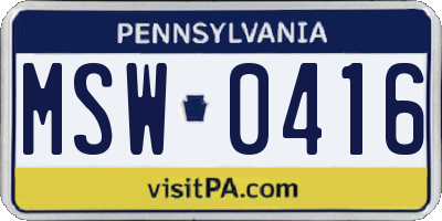 PA license plate MSW0416