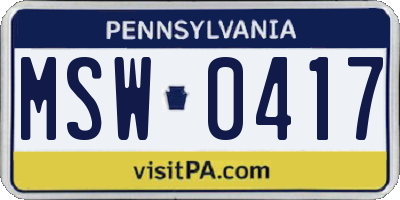 PA license plate MSW0417