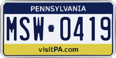 PA license plate MSW0419
