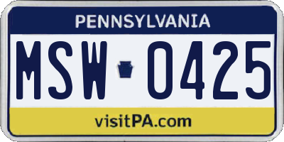 PA license plate MSW0425