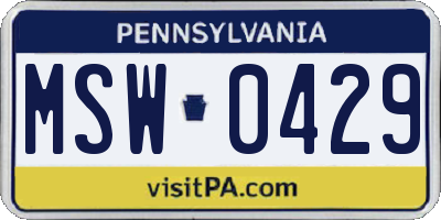 PA license plate MSW0429