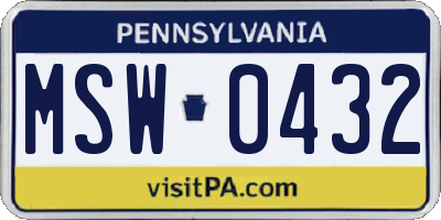 PA license plate MSW0432