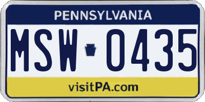 PA license plate MSW0435