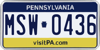 PA license plate MSW0436