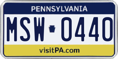 PA license plate MSW0440