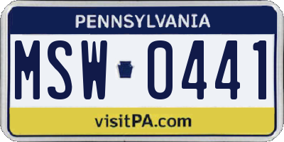 PA license plate MSW0441