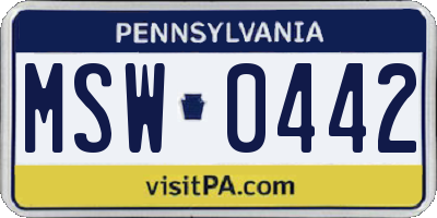 PA license plate MSW0442