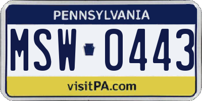 PA license plate MSW0443