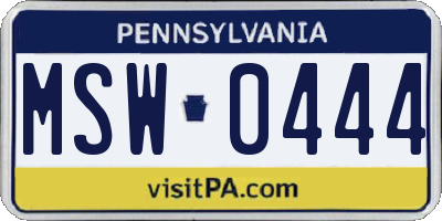 PA license plate MSW0444