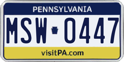 PA license plate MSW0447