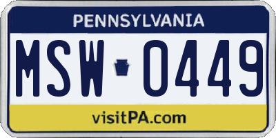 PA license plate MSW0449