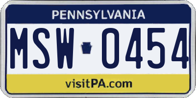 PA license plate MSW0454