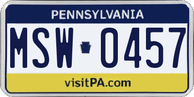 PA license plate MSW0457