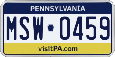 PA license plate MSW0459