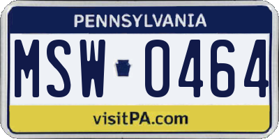 PA license plate MSW0464