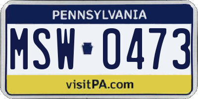 PA license plate MSW0473
