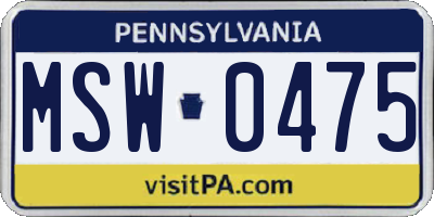 PA license plate MSW0475