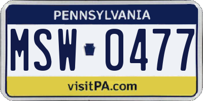 PA license plate MSW0477