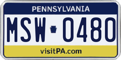 PA license plate MSW0480