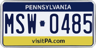 PA license plate MSW0485