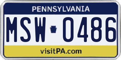 PA license plate MSW0486