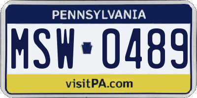 PA license plate MSW0489