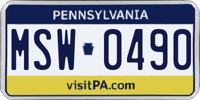 PA license plate MSW0490