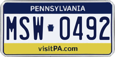 PA license plate MSW0492