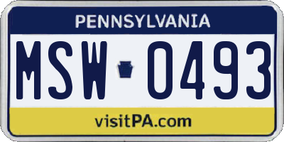 PA license plate MSW0493