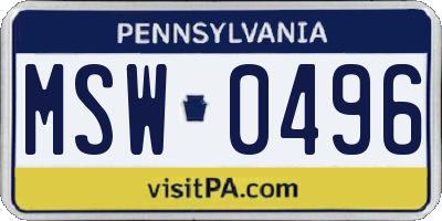 PA license plate MSW0496