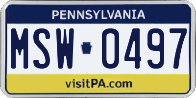 PA license plate MSW0497
