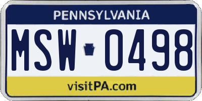 PA license plate MSW0498