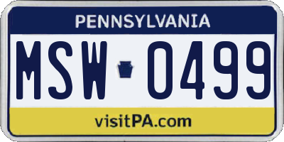 PA license plate MSW0499