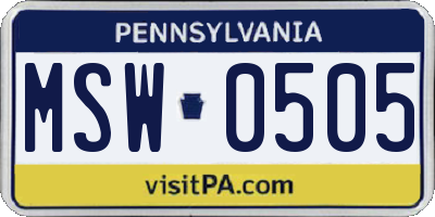 PA license plate MSW0505