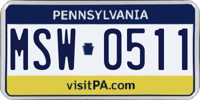 PA license plate MSW0511