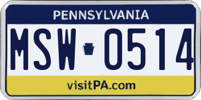 PA license plate MSW0514