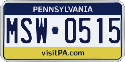 PA license plate MSW0515