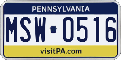 PA license plate MSW0516