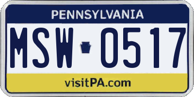 PA license plate MSW0517