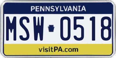 PA license plate MSW0518
