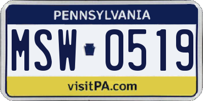 PA license plate MSW0519
