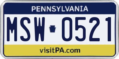 PA license plate MSW0521