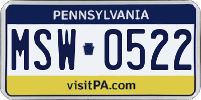 PA license plate MSW0522