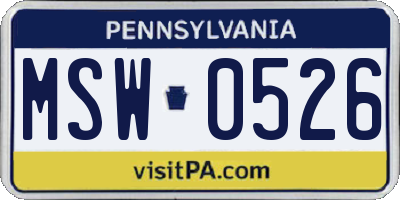 PA license plate MSW0526