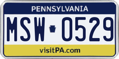 PA license plate MSW0529