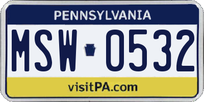 PA license plate MSW0532