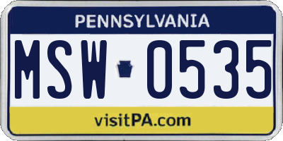 PA license plate MSW0535