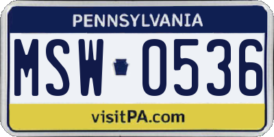 PA license plate MSW0536