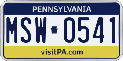 PA license plate MSW0541